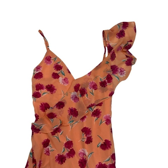 Lulu’s Bloom Forever Coral Orange Floral Print Ruffled High-Low Dress - Picture 7 of 14